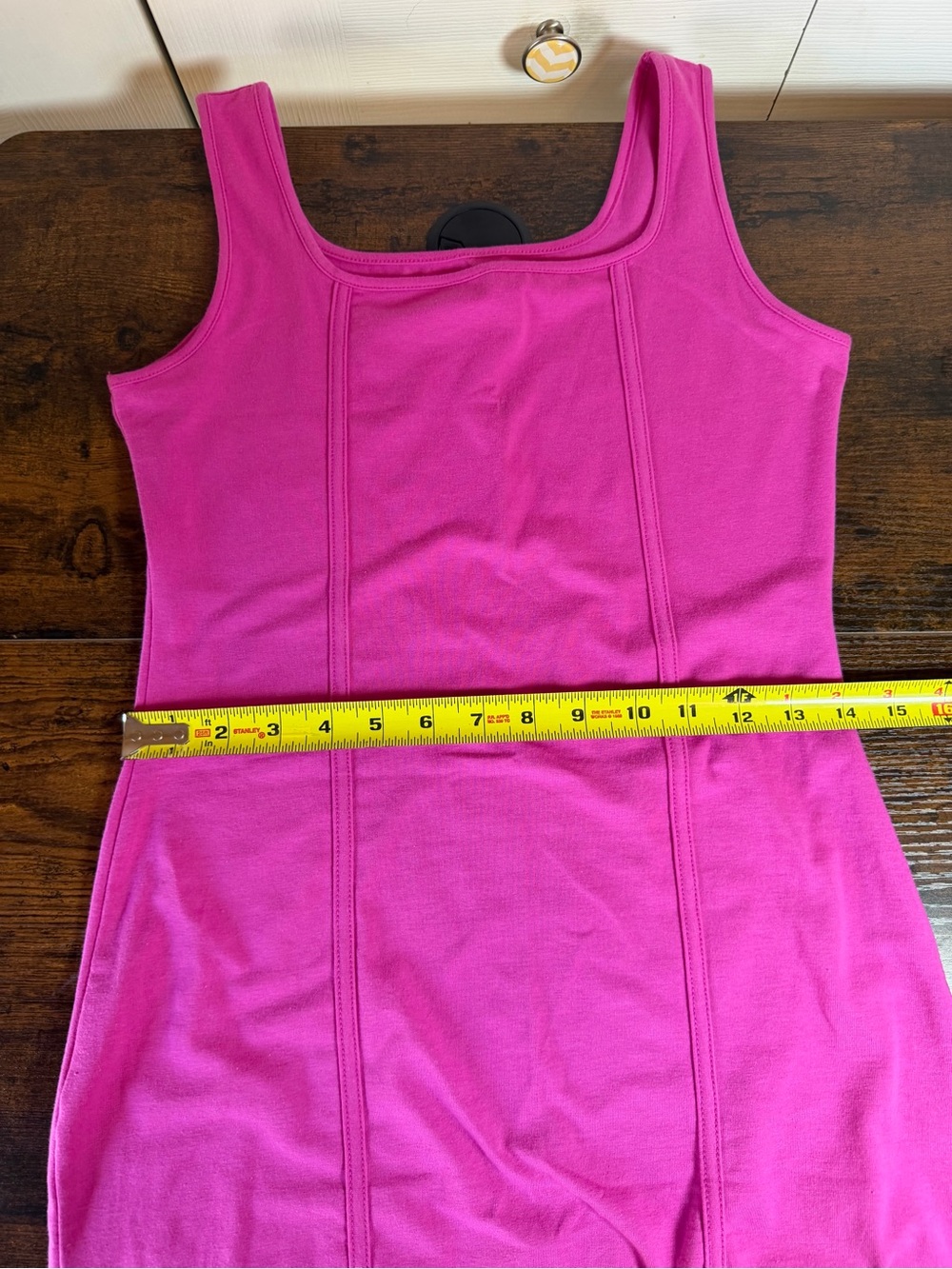 Wild Fable Hot Pink Bodycon Mini Dress | Size Medium Sleeveless Square Neck EUC - Picture 8 of 10
